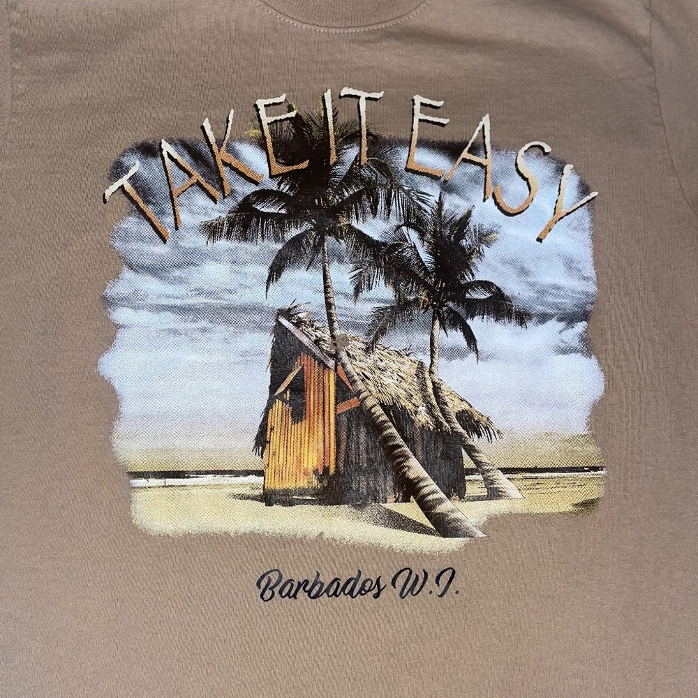 Barbados Graphic T-Shirt – Women’s Small – Tan – 100% Cotton
